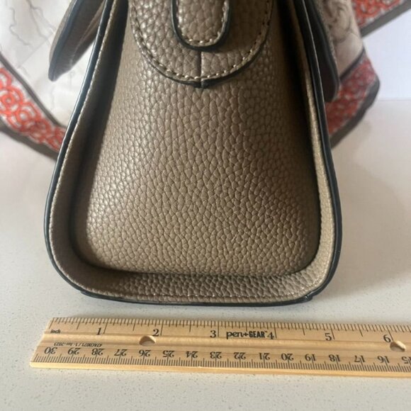 Brangio Textured Leather Handbag w/Bow Taupe Gold Double Handles Zipper NWOT - Picture 9 of 12